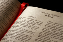 Open Bible in the book of Isaiah