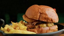 A Tasty Burger Dish For Dinner At A Pub