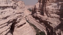 Drone footage through a canyon in Israel.