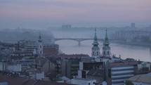 Budapest, Hungary - Dramatic Foggy Skyline Cityscape in The Morning