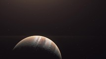 Planet Jupiter On The Outerspace With Dark Starry Sky. Animation	