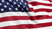 Flag of the United States of America waving 3d animation. Seamless looping American flag animation. USA flag waving 