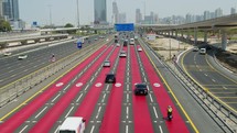 Traffic flows on modern 6-lane highway