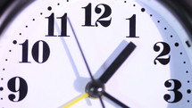 Clock alarm close up, real time