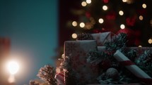 Christmas Gifts rotating with tree background 