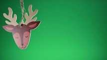 Reindeer Christmas decoration with green background 
