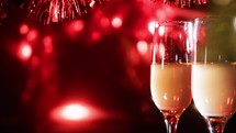 Red Background with Wine Glasses for New Year's