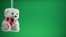 polar bear christmas decoration with green background 
