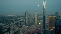 The Moon Over The Skyscapers In UAE