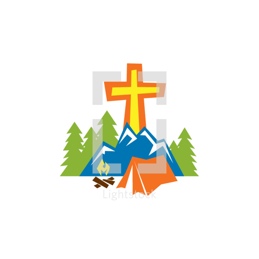 Download Cross and tent logo — Vector — Lightstock