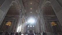 Vatican City - Interior of Saint Peter's Basilica Renaissance Baroque Architecture Building - Light Beam Indoor