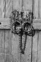 Locked barn doors with chains