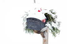 snow on a mailbox 