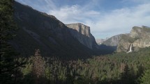 Tunnel View of Yosemite National Park - Granite Walls Surround The Valley and View of El Capitan, Half Dome, Sentinel Rock, Cathedral Rock, Bridalveil Fall