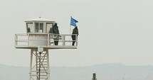 Golan Heights, December 2018. Border of Syria and Israel. UN posts and soldiers