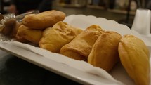 Fried calzone food at a traditional holiday in Calabria