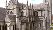 St Patrick's Cathedral, Dublin, Ireland. Architectural details. Aerial pedestal shot