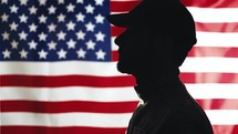  Soldier with Usa Flag On background