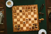 espresso and chess board 