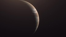 Planet Jupiter Slowly Revealed On Light. Closeup, Animation	