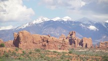 Arches National Park Arch Rock Beautiful Rock Formation with Mountain on The Background Moab UTAH