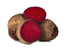 Raw Beetroot closeup isolated on white background