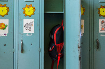 book bag in a locker 