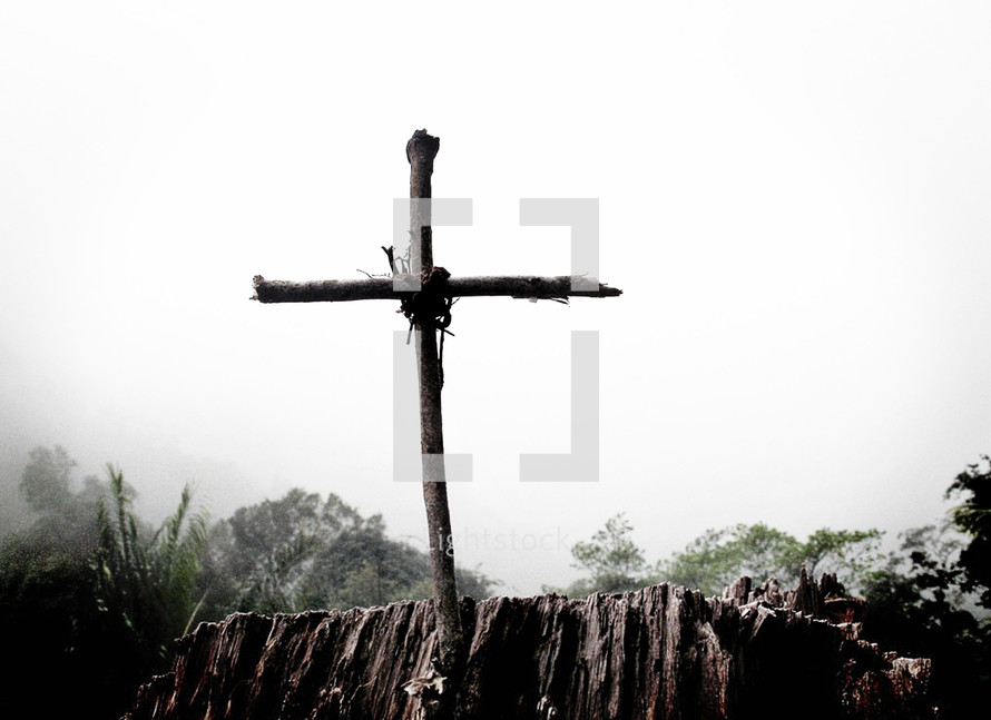 a cross made from sticks 