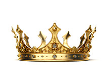 A Simple Golden Crown Isolated on a White Background