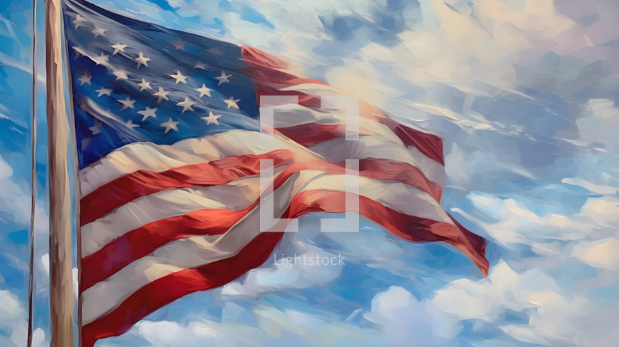 A Painting of the Flag of the United States of America