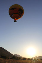 hot air balloons over savanna 
