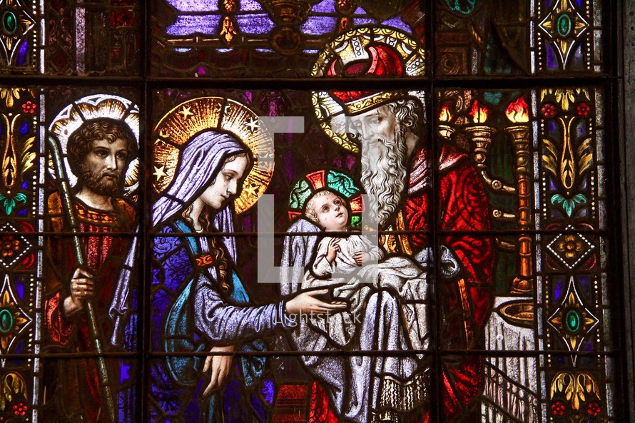 biblical scene stained glass window 