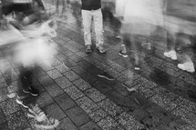 blur of people passing by 