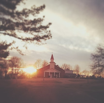 a church at sunset 