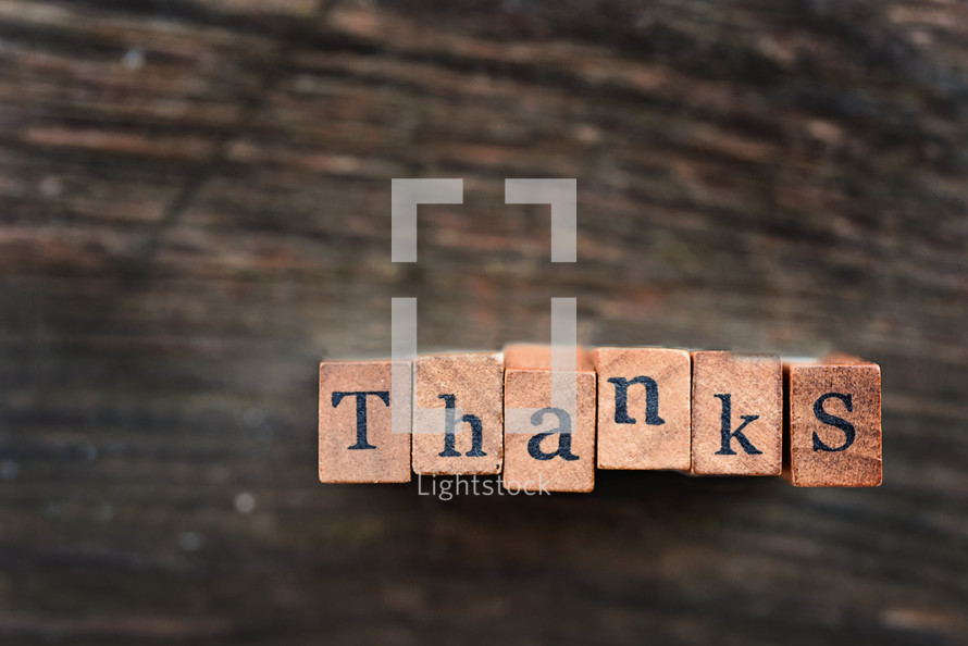 word thanks on wood blocks 