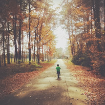 child riding a bike on a path 