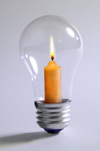candle in a light bulb 