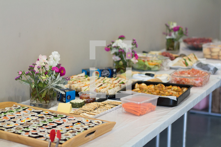 sushi and buffet table 