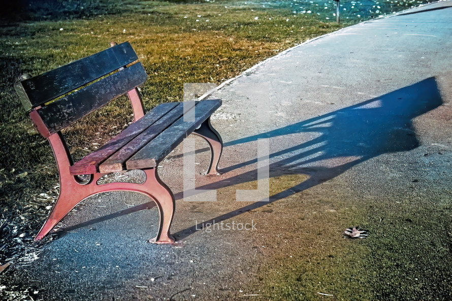 Lonely park bench. Color image
