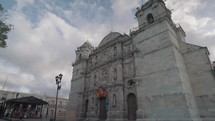 Exterior of the Cathedral of Our Lady of the Assumption in Oaxaca, Mexico.