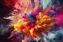 Colorful explosion of paint. Abstract background. 3D rendering.