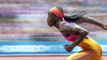 Sprinter in explosive start at the Olympics.