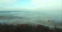 aerial view above the fog 