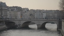 Pont Saint-Michel St. Michael's Bridge River Seine during Sunset Paris, France