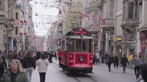 Istanbul, Turkey - İstiklal Caddesi Street Taksim Square or the Grand Avenue of Pera in the historic Beyoğlu district İstanbul, Türkiye