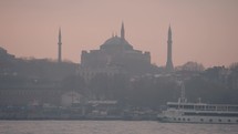 İstanbul Türkiye Old City Cityscape and Silhouette of Hagia Sophia Ayasofya Camii from Galata Köprüsü Bridge Istanbul, Turkey