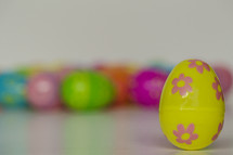 plastic Easter eggs on a white background 
