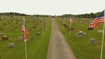 drone over a cemetery on memorial day 
