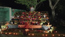 Day of The Dead Dia de Los Muertos Graves Cemetery Oaxaca, Mexico - Beautiful Decoration with Marigold Flowers, Sculpture and Calavera Sugar Skull Painting