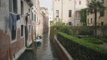 A garden near a small canal in a corner of Venice.